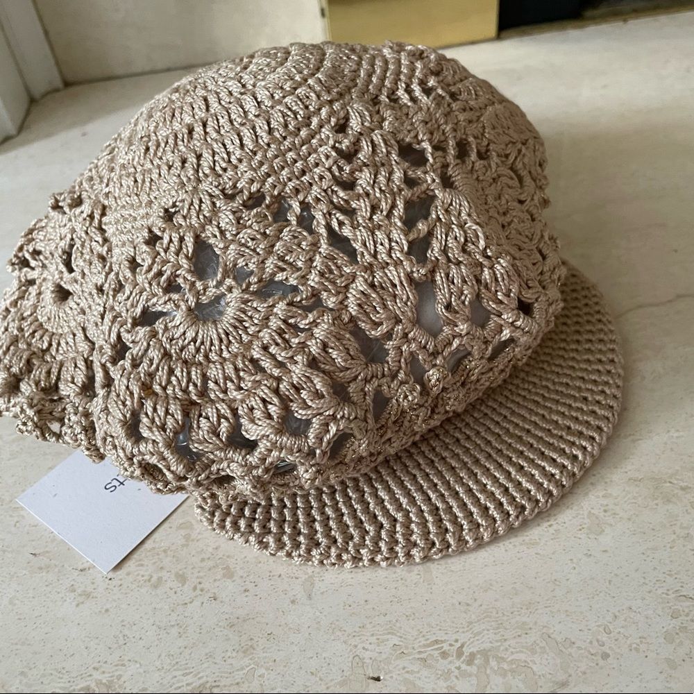 Tracy Watts New York Hand-Crocheted Lace Scooter Cap